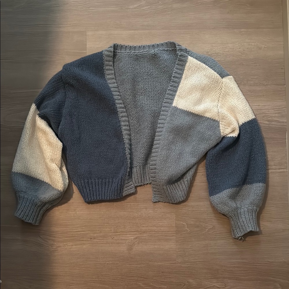Colorblock Open Front Cardigan